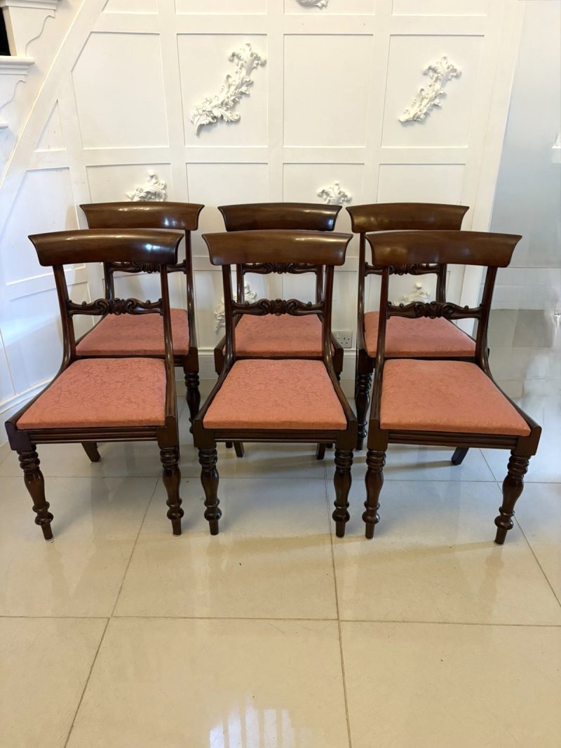 Set of 6 Antique William IV Quality Mahogany Dining Chairs